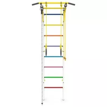 Детский спортивный комплекс «Роки-3ц» с цветными ступенями, 650 × 870 × 2300 мм, цвет белый