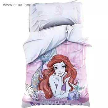 Детское постельное бельё 1,5 сп "The little Mermaid", Принцессы, 143*215 см, 150*214 см, 50*70 см -1 шт, поплин