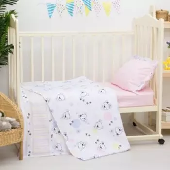 Детское постельное бельё «Конфетти», размер 110×143 см, 112×148 см, 40×60 см, цвет розовый