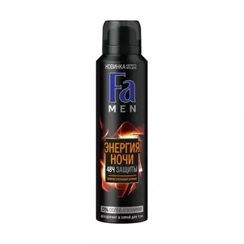 Дезодорант и спрей для тела Fa Men «Энергия ночи», 150 мл