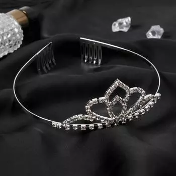 Диадема для волос «Аделина», лепестки, 4 см, серебро