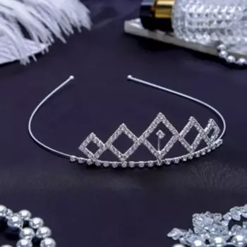 Диадема для волос «Девина», ромбы, 3 см, серебро