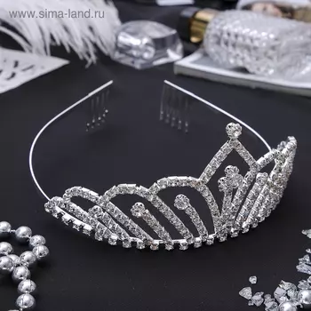 Диадема для волос «Изящество», капелька, 6 см, серебро