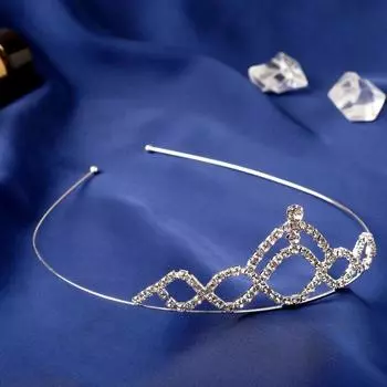 Диадема для волос «Лючия», волны, 3.5 см, серебро