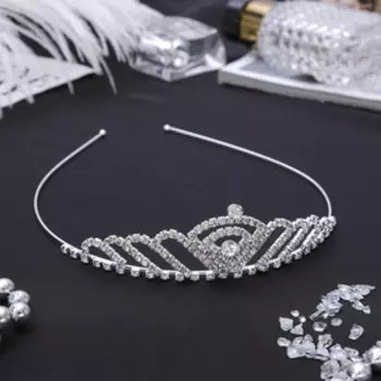 Диадема для волос «Мерцание», корона, серебро