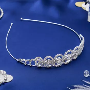 Диадема для волос «Мерцание», овалы, серебро