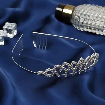 Диадема для волос «Россыпь», капельки, h=2.5 см, серебро