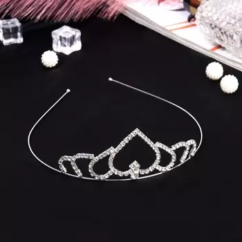 Диадема для волос «Сильва», сердце, 93.5 см, серебро