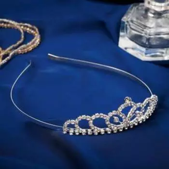 Диадема для волос "Вирджиния" узоры, 4 см, серебро