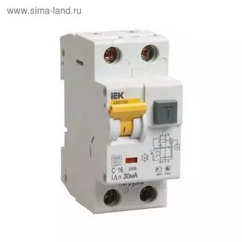 Дифф. автомат IEK, 1 п + N, 2 мод., C 40 А, 30 мА, тип A, 6 кА, АВДТ-32, MAD22-5-040-C-30