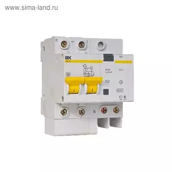Дифф. автомат IEK, двухполюсный, 3.5 мод., C 32 А, 30 мА, тип AC, 4.5 кА, АД-12, MAD10-2-032-C-030