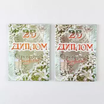 Диплом "Серебряная свадьба - 25 лет" 150 х 210 мм