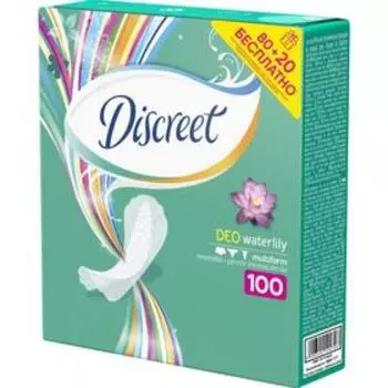 Женские гигиенические прокладки DISCREET, на каждый день, Deo Water Lily Multiform, 80 шт +20 шт.