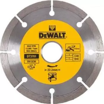 Диск алмазный отрезной Dewalt DT3701, сегментный, универсальный, сухой рез, 115х22.2 мм