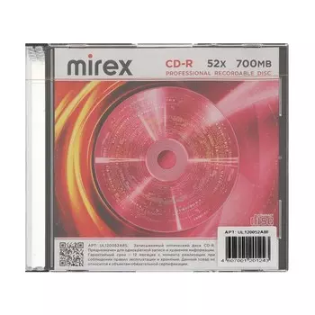 Диск CD-R Mirex Brand, 52x, 700 Мб, Slim, набор 5 шт