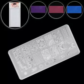 Диск для стемпинга пластиковый «Цветы и узоры», 12 × 6 см см, цвет МИКС