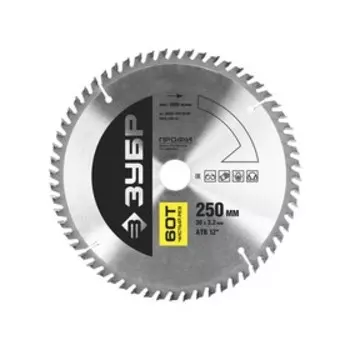 Диск пильный ЗУБР "ПРОФИ" "Чистый рез", по дереву, 60Т, 255х30мм