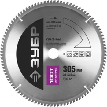 Диск пильный ЗУБР "ПРОФИ", по алюминию, ламинату, пластику, ДСП, 100Т, 305х30мм