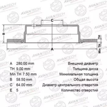 Диск тормозной AVANTECH RR CRV 02