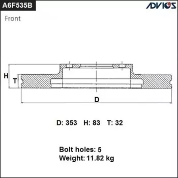 Диск тормозной пер. ADVICS(F)LEXUS 450d(15-),TOYOTA LAND CRUISER J200(15-),TUNDRA UCK60(07-) 76588