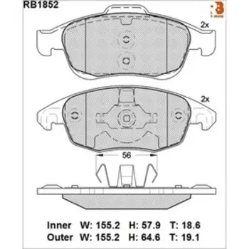Дисковые тормозные колодки R BRAKE RB1852