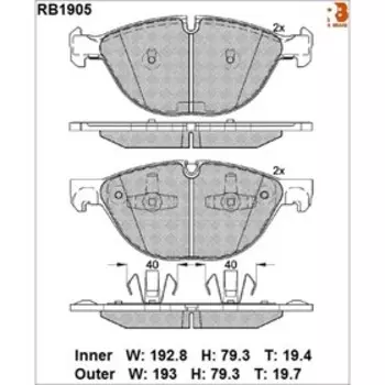 Дисковые тормозные колодки R BRAKE RB1905
