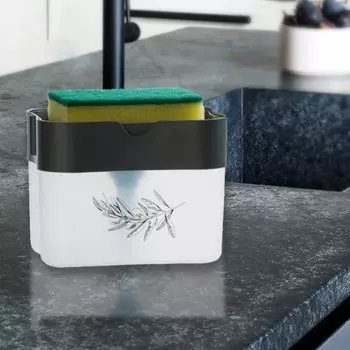 Дозатор для моющего средства кухонный «Sweet home»,с подставкой для губки, серый, 12 х 10,5 см.