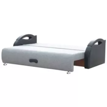 Диван прямой «Юпитер», ППУ, еврокнижка, шенилл/экокожа, цвет аслан серый