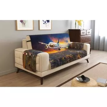 Дивандек на 2х местный диван с подлокотниками, размер 135x165 см + 30 см клапан