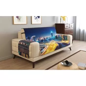 Дивандек на 2х местный диван с подлокотниками, размер 135x165 см + 30 см клапан