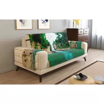 Дивандек на 2х местный диван с подлокотниками, размер 135x165 см + 30 см клапан