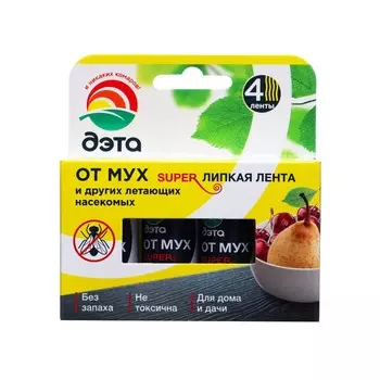 Лента от мух суперлипкая «Дэта», 4 шт.