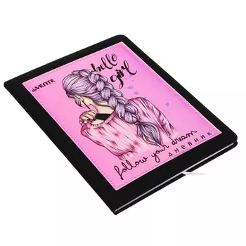 Дневник универсальный для 1-11 класса Hello Girl, твёрдая обложка, искусственная кожа, с поролоном, ляссе, 80 г/м2