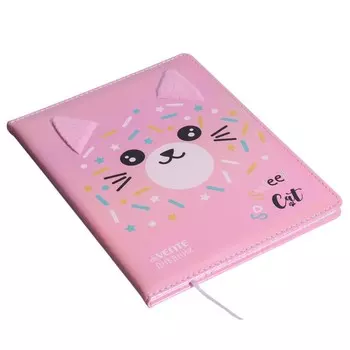 Дневник универсальный для 1-11 класса Donut Cat, твёрдая обложка, искусственная кожа, с поролоном, ляссе, 80 г/м2