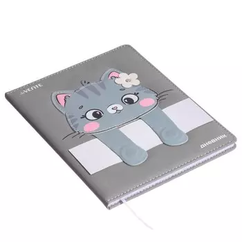 Дневник универсальный для 1-11 класса Cute Cat, твёрдая обложка, искусственная кожа, с поролоном, ляссе, 80 г/м2