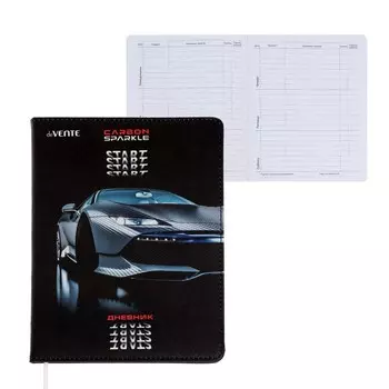 Дневник универсальный для 1-11 класса Carbon, твёрдая обложка, искусственная кожа, с поролоном, ляссе, 80 г/м2