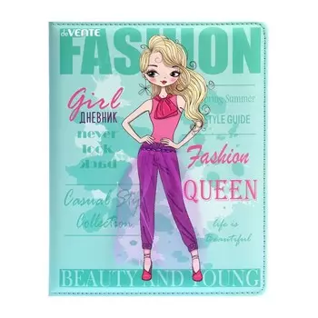 Дневник универсальный для 1-11 класса Fashion Girl, твёрдая обложка, искусственная кожа, с поролоном, ляссе, 80 г/м2