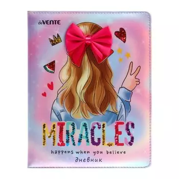 Дневник универсальный для 1-11 класса Miracles, твёрдая обложка, искусственная кожа, с поролоном, ляссе, 80 г/м2