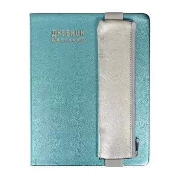 Дневник, универсальный, для 1-11 классов, «Свепа» с пеналом, твёрдая обложка из искусственной кожи, тиснение фольгой, шелкография, бирюзовый, ляссе, блок 70 г/м², 48 листов