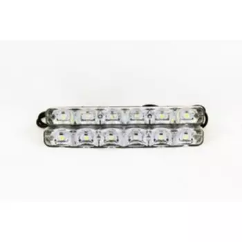 Дневные ходовые огни KS-0624WY (6 LED + 3 SMD желтый поворот), линза, провода, 155х33х18 мм, набор 2 шт