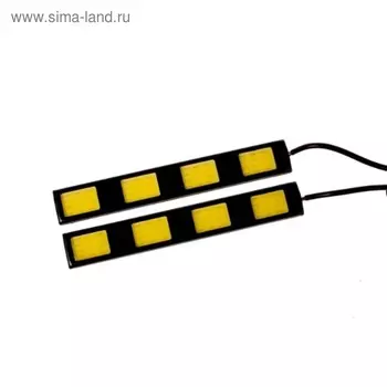 Дневные ходовые огни KS-184 СОВ, 4 диода, черный корпус, 122х4х18 мм, набор 2 шт