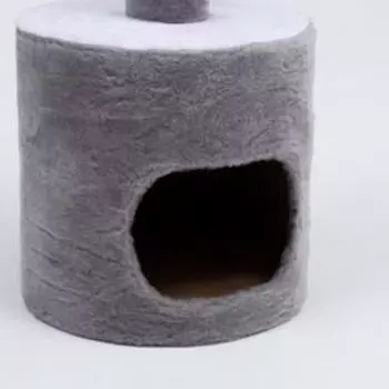 Дом-когтеточка с лежаком круглый, 35 х 35 х 70 см, серо-белый