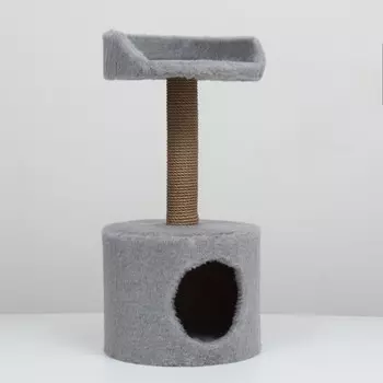 Дом для кошек с когтеточкой, с лежаком, круглый, 353570 см, серый