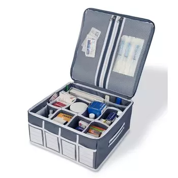 Домашняя аптечка KIDS SAFE, 34х34х16 см, 21 ячейка, серая