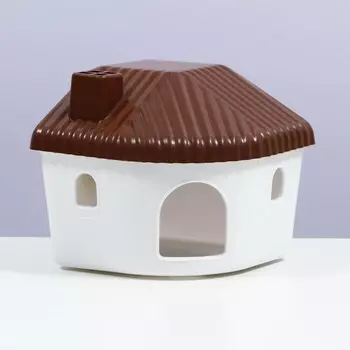 Домик для грызунов угловой, 11.410.710.7 см, коричневый