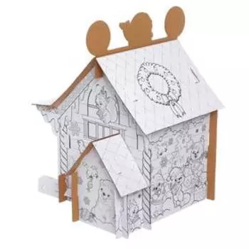 Домик-раскраска 3 в 1 «В гостях у Дедушки Мороза», 5 фломастеров, 6 деталей