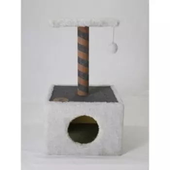 Домик с когтеточкой, 34 х 34 х 64 см, ковролин, светло-серый