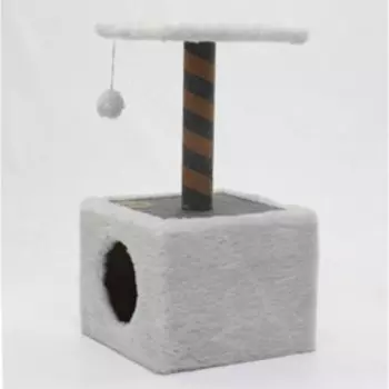 Домик с когтеточкой, 39 х 39 х 69 см, ковролин, светло-серый