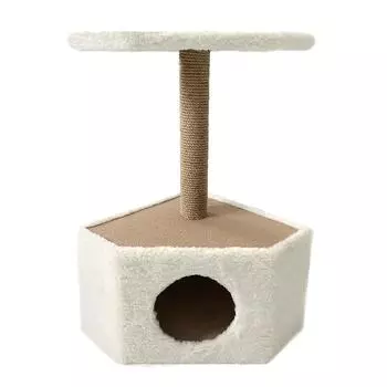 Домик угловой для животных, 39 х 39 х 69 см, джут, бежевый