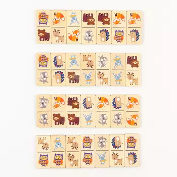 Домино деревянное «Животные» 28 фишек 60х27 мм